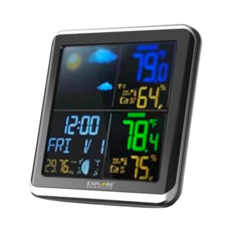 barometro,orologio radiocontrollato doppio allarme con snooze display a colori ,fase lunare