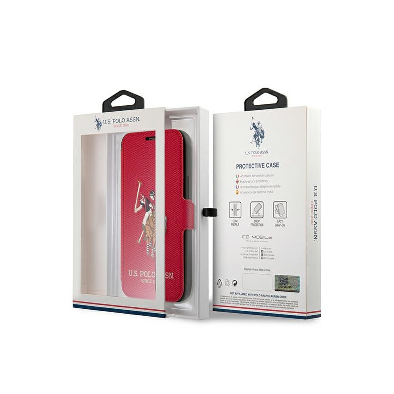 custodia a libro u.s. polo iphone 12 mini rossa