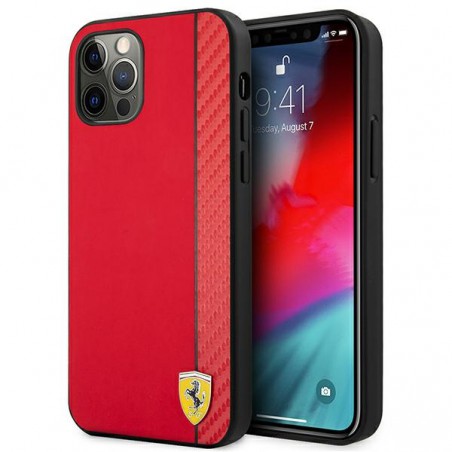 cover ferrari iphone pro max effetto carbonio rossa