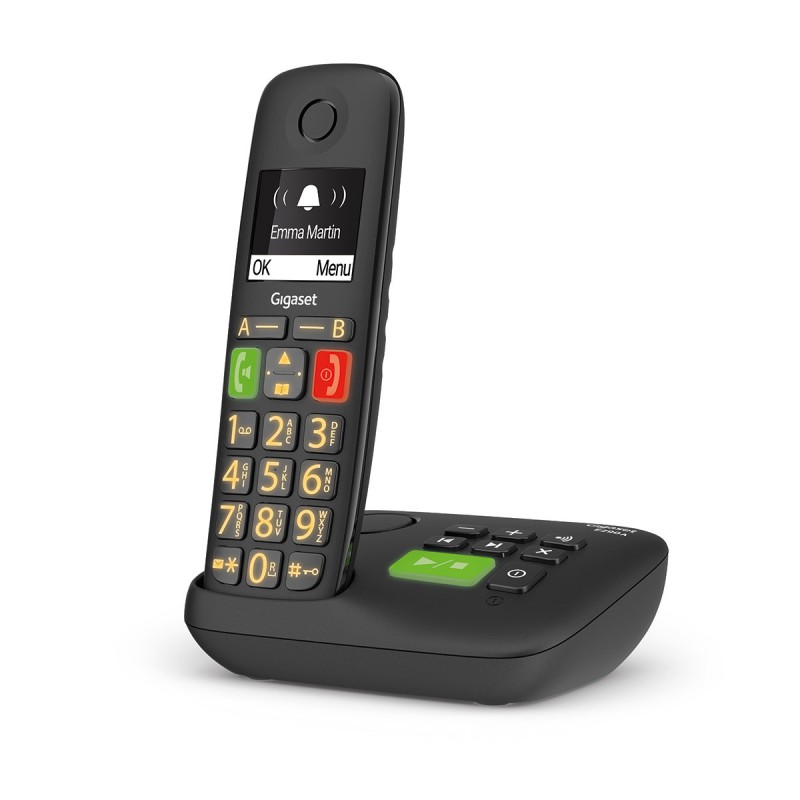 telefono cordless con segreteria tasti grandi nero