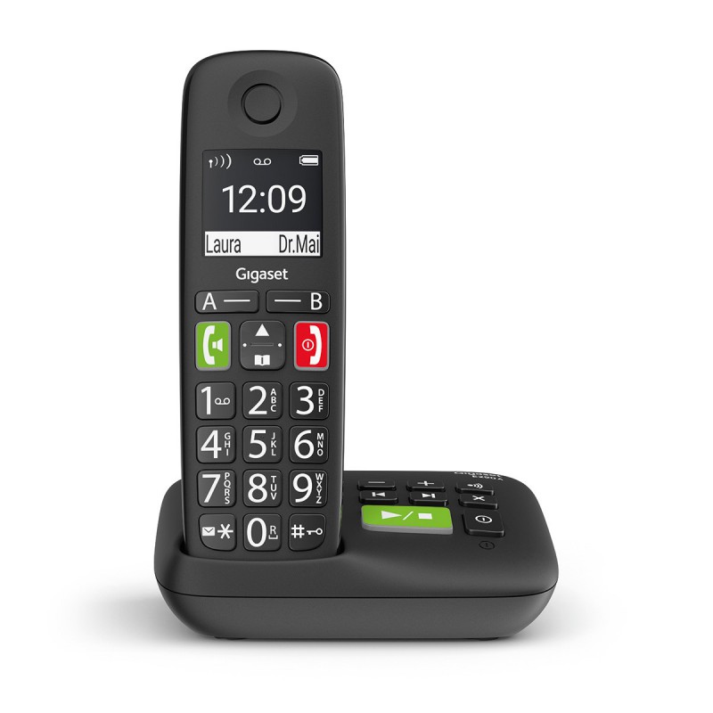 telefono cordless con segreteria tasti grandi nero