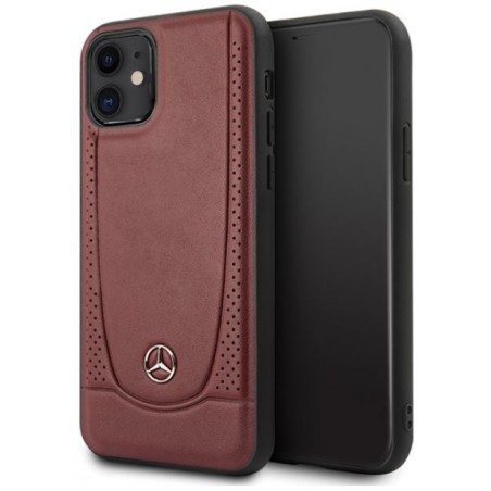 cover mercedes iphone 11 vera pelle  rossa