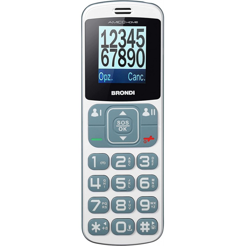 brondi amico home telefono cellulare tasti grandi  bianco / grigio
