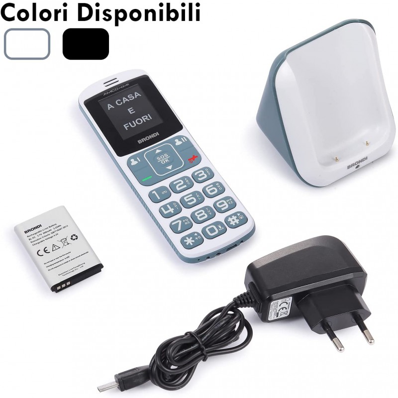 brondi amico home telefono cellulare tasti grandi  bianco / grigio