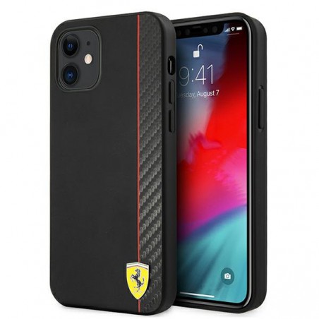cover ferrari iphone 12 mini inserto carbonio nera