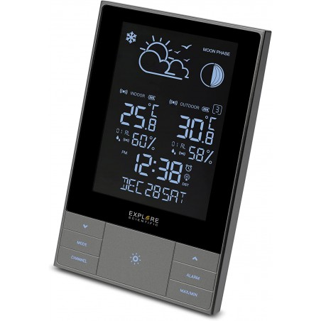 explore scientific wsh5001 Previsioni del tempo con temperatura e umidità interna ed esterna Allarme ghiaccio data calendario fa