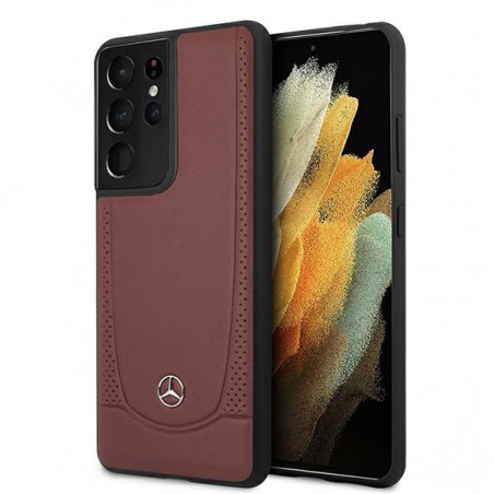 cover mercedes samsung s21 ultra vera pelle  red