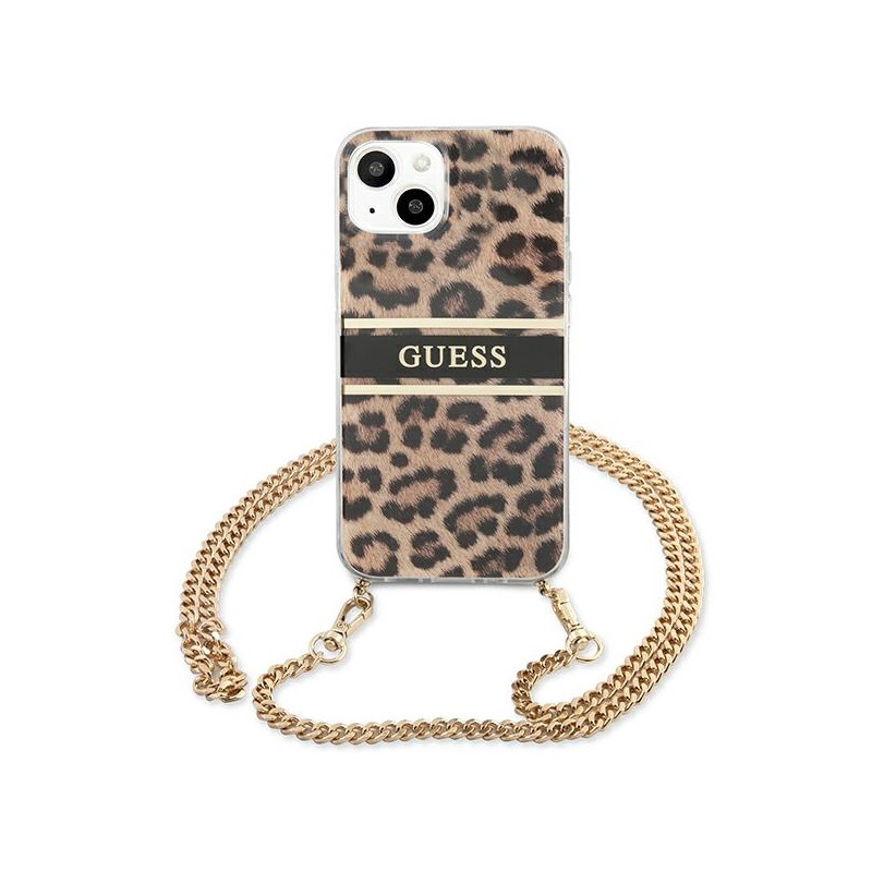 cover guess iphone 13 mini leopard con catena gold