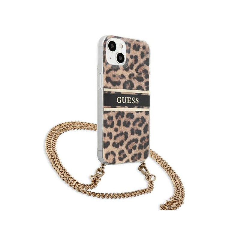 cover guess iphone 13 mini leopard con catena gold