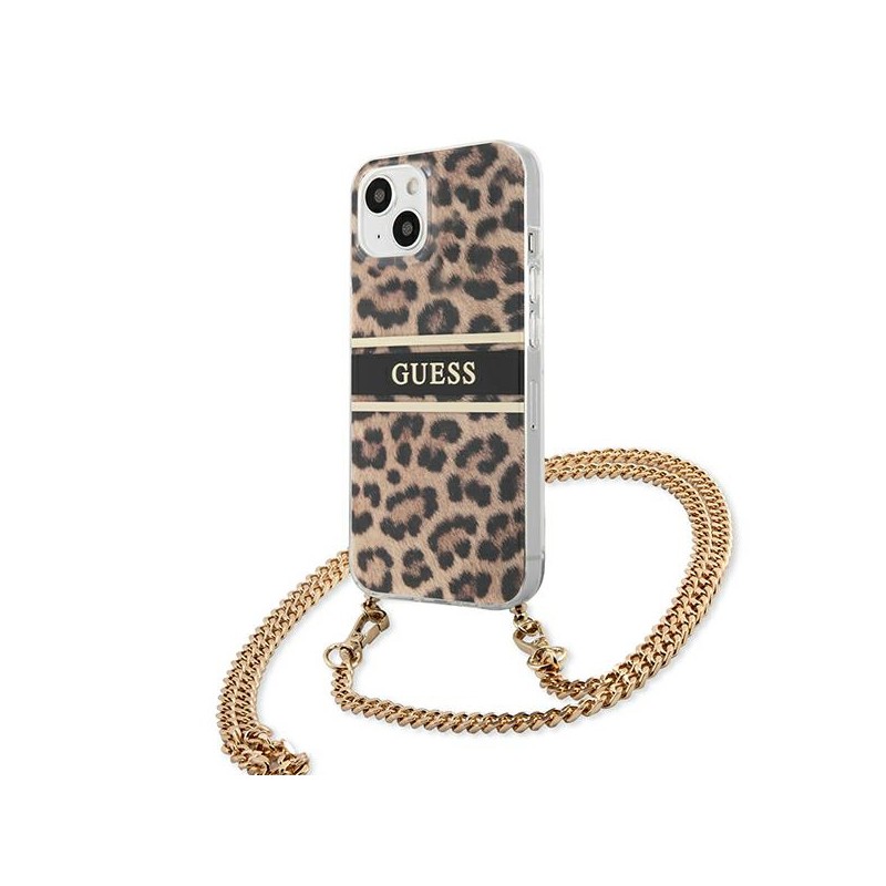 cover guess iphone 13 mini leopard con catena gold