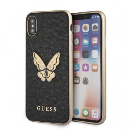 cover guess iphone x / xs case black butterfly