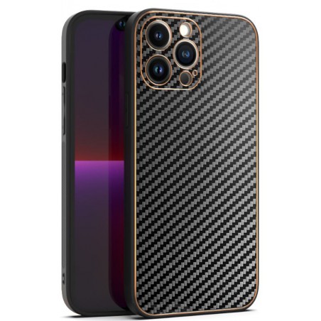 cover samsung a12 tpu con una trama in fibra di carbonio nera