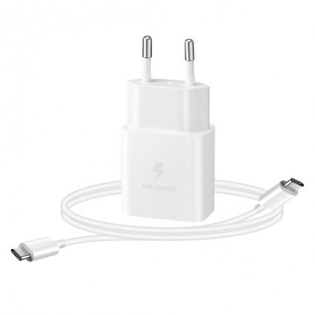 caricabatterie originale samsung usb-c 15 watt bianco con cavo