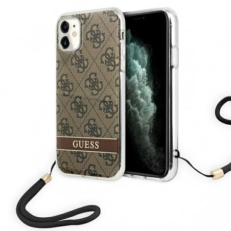 cover guess iphone 11 brown con laccio da polso