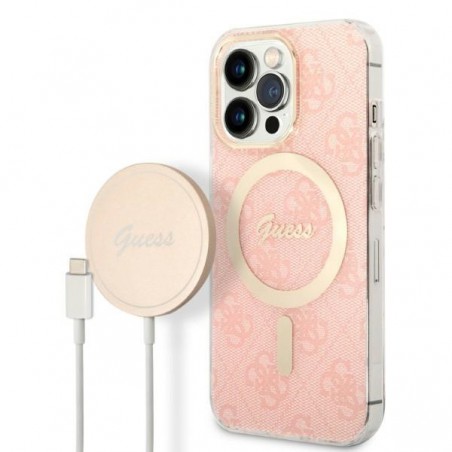 cover guess + caricabatterie magsafe iphone 13 pro pink