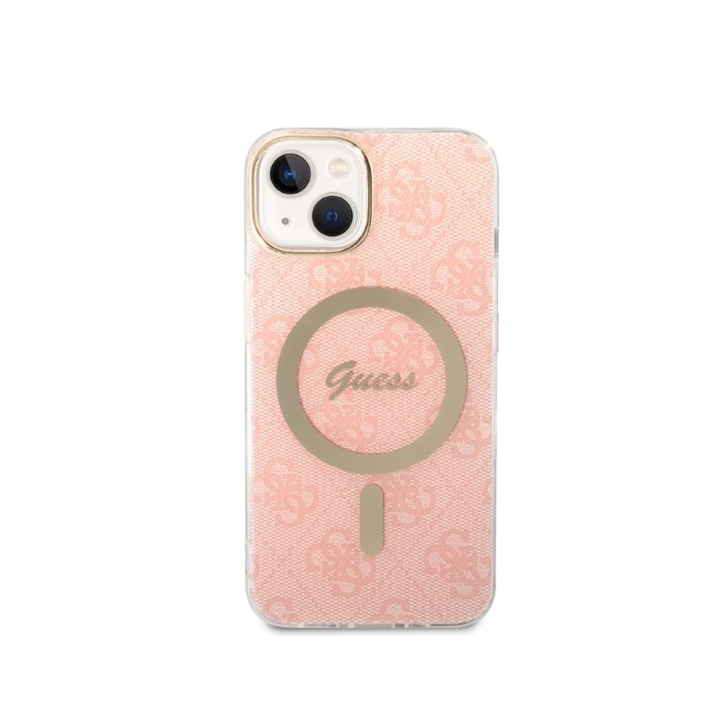 cover guess iphone 14 con caricabatterie magsafe pink