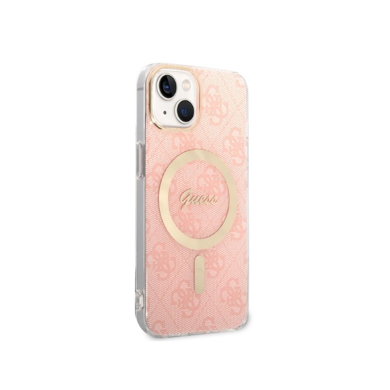 cover guess iphone 14 con caricabatterie magsafe pink