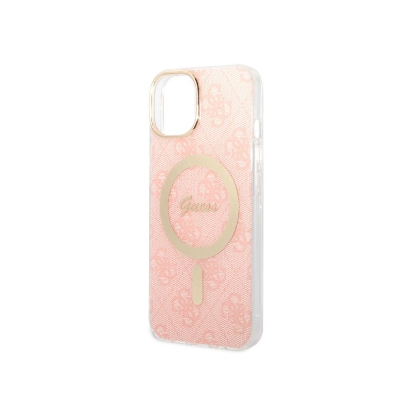 cover guess iphone 14 plus con caricabatterie magsafe pink