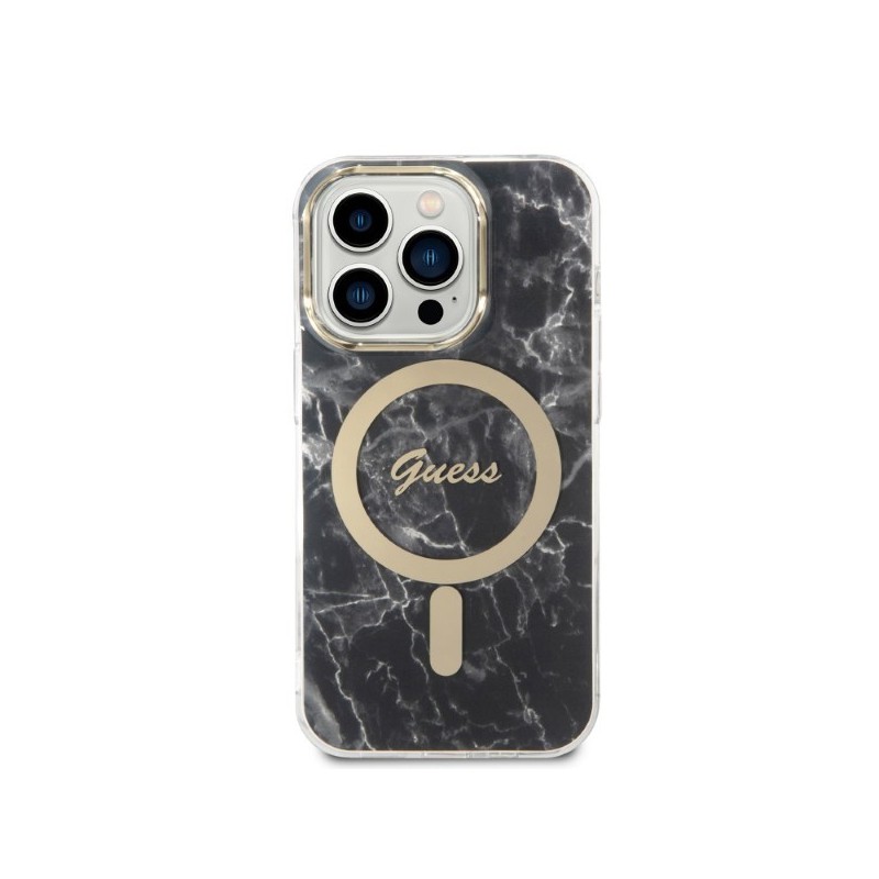 cover guess + caricabatterie magsafe iphone 14 pro effetto marmo black