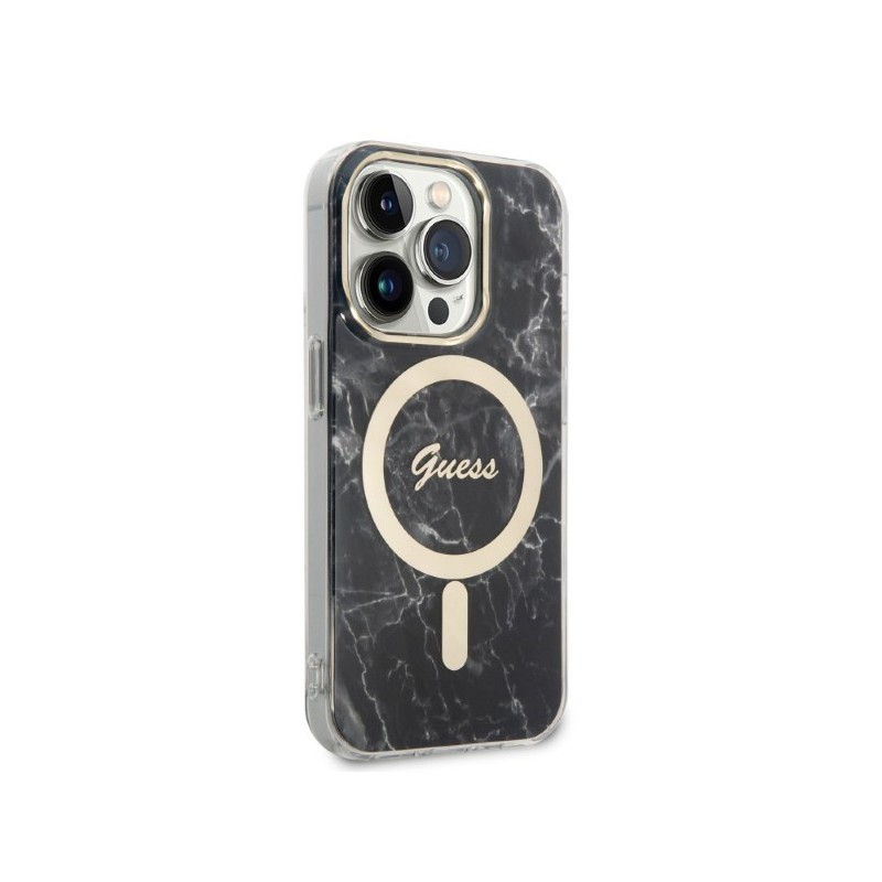 cover guess + caricabatterie magsafe iphone 14 pro effetto marmo black