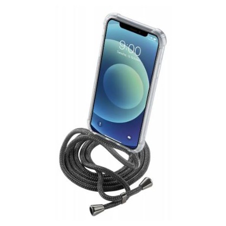 cover trasparente iphone 12 pro max con laccio da colo regolabile nero