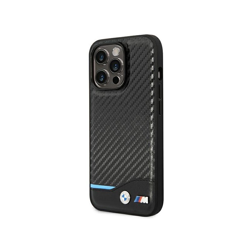 cover bmw iphone 14 pro nera pelle e carbonio