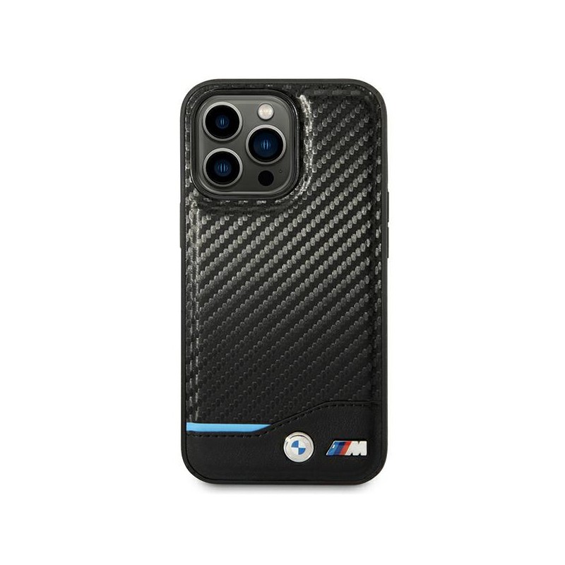 cover bmw iphone 14 pro nera pelle e carbonio