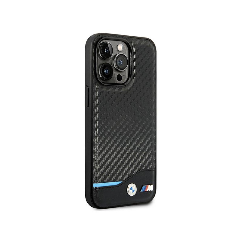 cover bmw iphone 14 pro nera pelle e carbonio