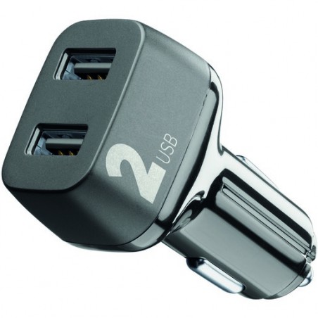 caricabatterie da auto 2 usb  24w nero