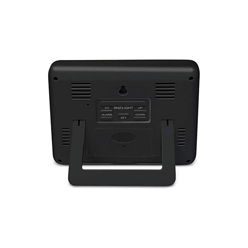 barometro,orologio radiocontrollato 
doppio allarme con snooze 
display a colori ,inclusi 3 sensori in confezione black