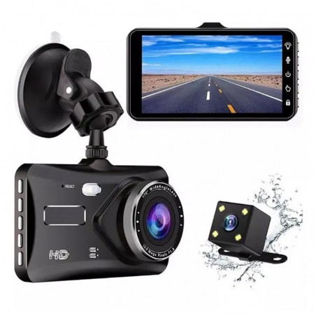 dash cam full hd g-sensor display 4" con  telecamera posteriore lingua inglese