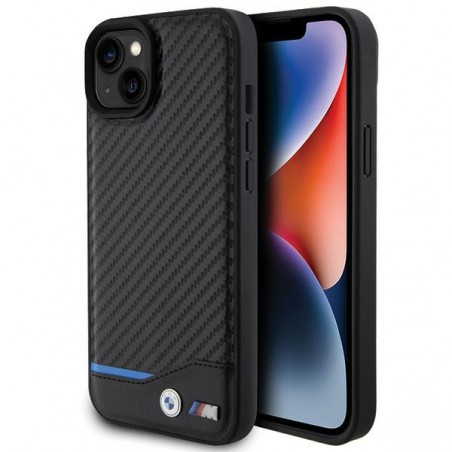 cover bmw iphone 15 plus vera pelle carbonio