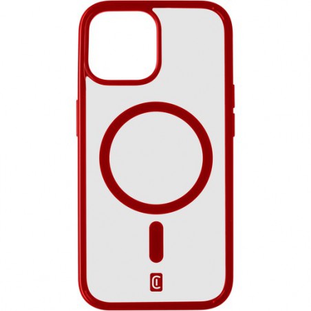 cover iphone 15 magsafe trasparente con bordi rossa