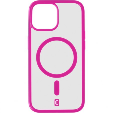 cover iphone 15 plus magsafe trasparente con bordi fucsia