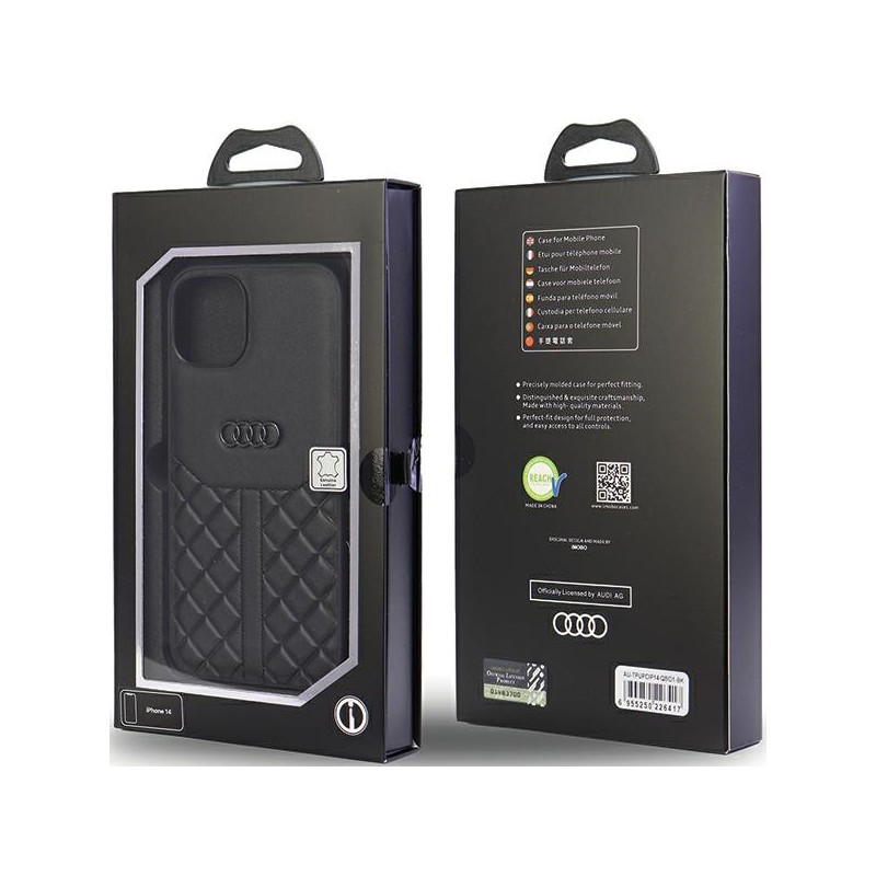 cover audi iphone 14 vera pelle nera
