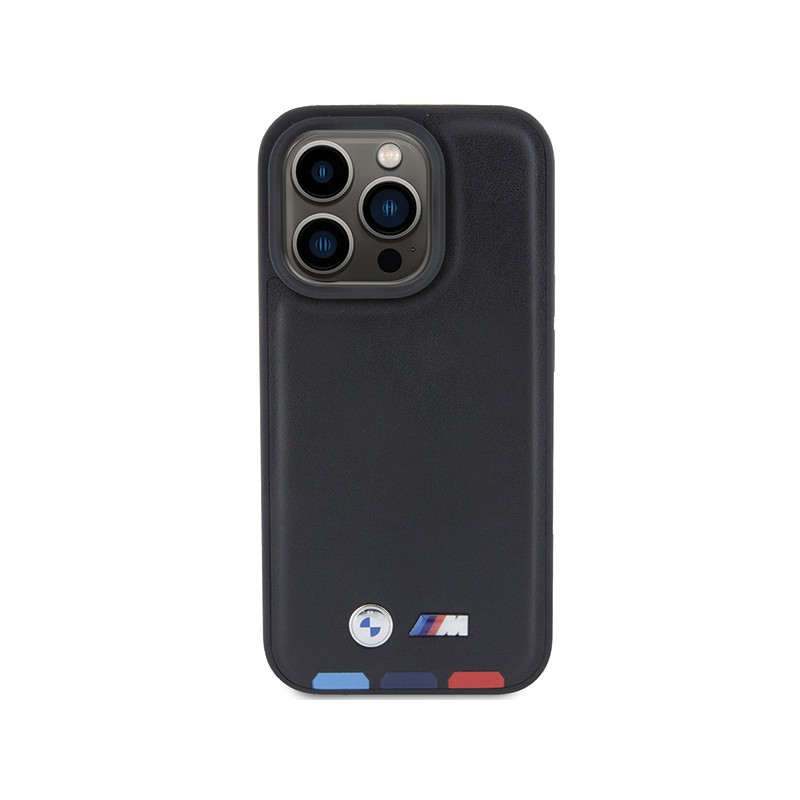 cover bmw iphone 15 pro ecopelle nera e tricolore