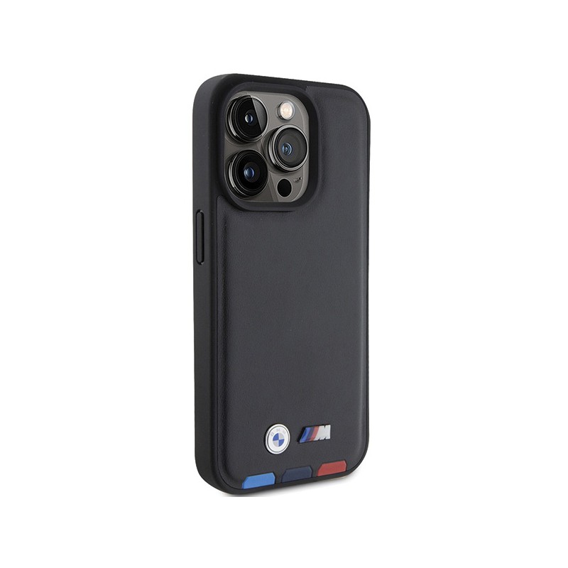 cover bmw iphone 15 pro ecopelle nera e tricolore