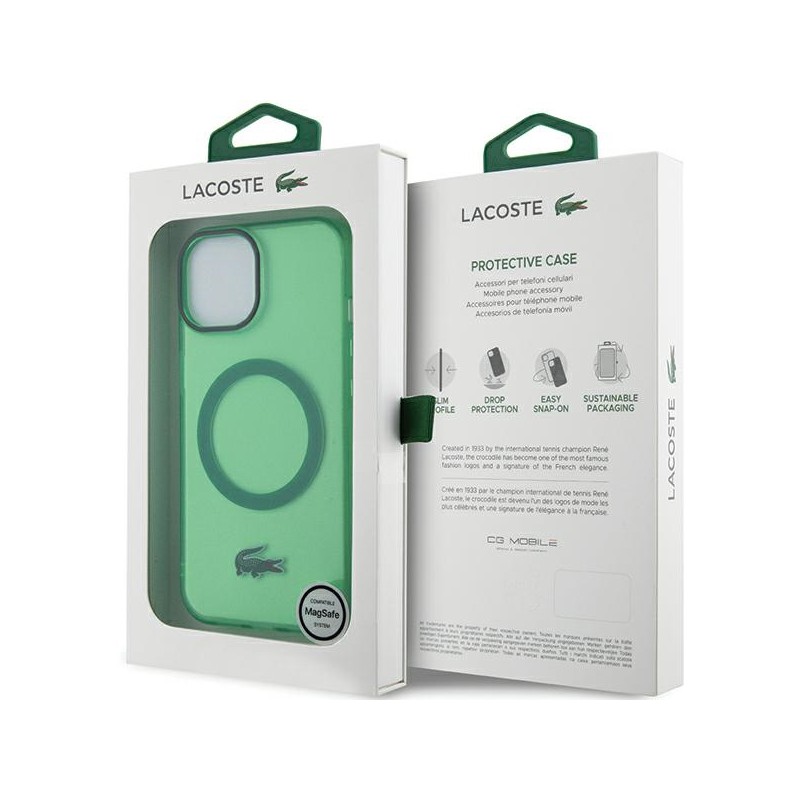 cover lacoste iphone 14/15 plus verde magsafe compatibile