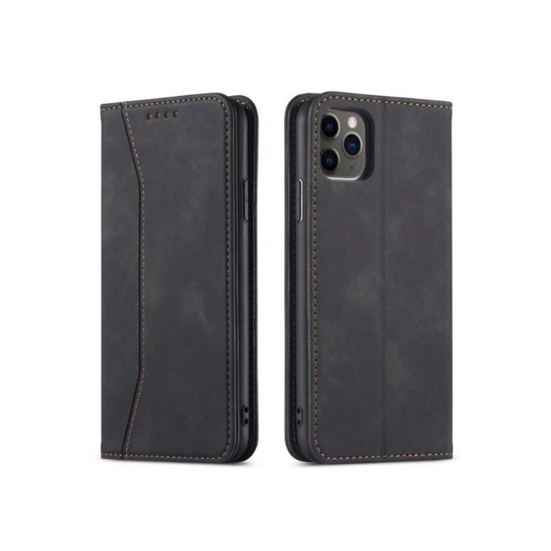 custodia a libro iphone 12 con porta carte di credito chiusura magnetica nera