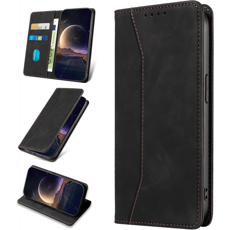 custodia a libro samsung s23 ultra con porta carte di credito chiusura magnetica nera