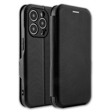 book oppo a58 4g con porta carte di credito chiusura magnetica effetto carbonio nera