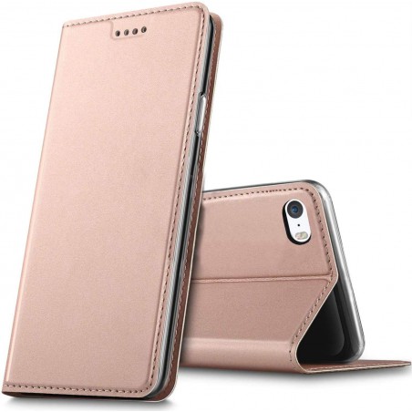 custodia a libro huawei p30 pro con porta carte di credito rose gold