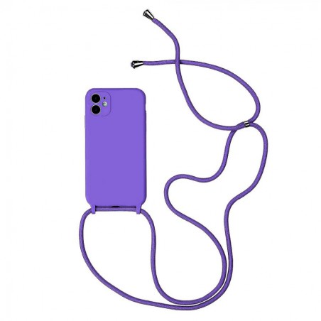 cover  silicone iphone 11 pro viola con laccio da collo