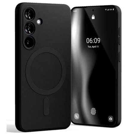 cover  silicone samsung s24 nera compatibile ricarica wireless