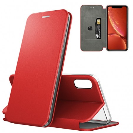 book magnetica xiaomi redmi 10c con porta carte di credito rossa