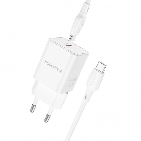 caricabatterie 30w usbc + cavo usb-c tecnologia gan bianco