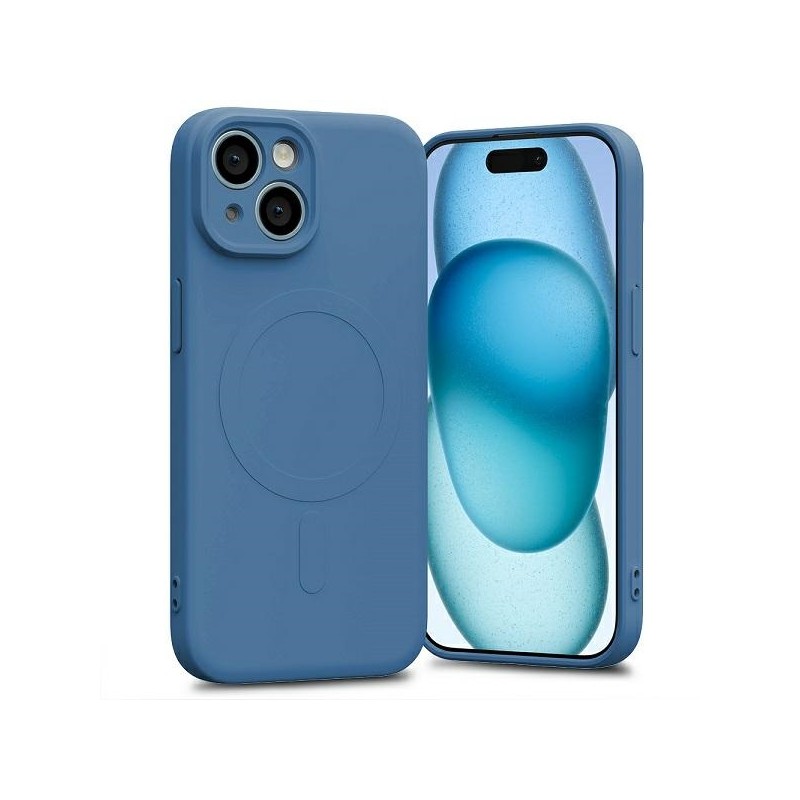 cover  silicone iphone 15 blu compatibile magsafe