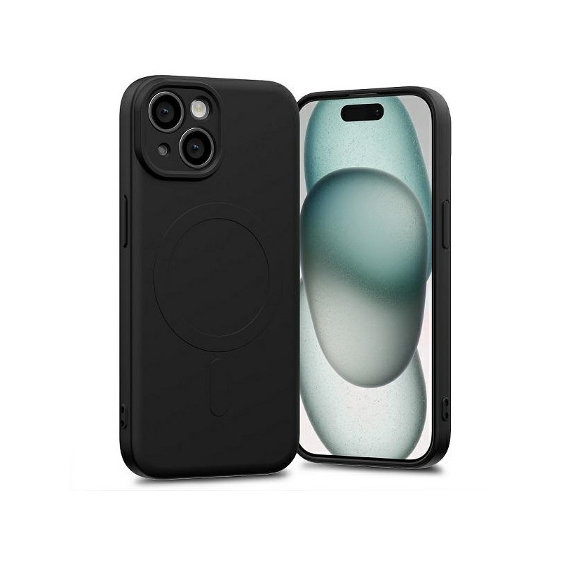 cover  silicone iphone 15 nera compatibile magsafe