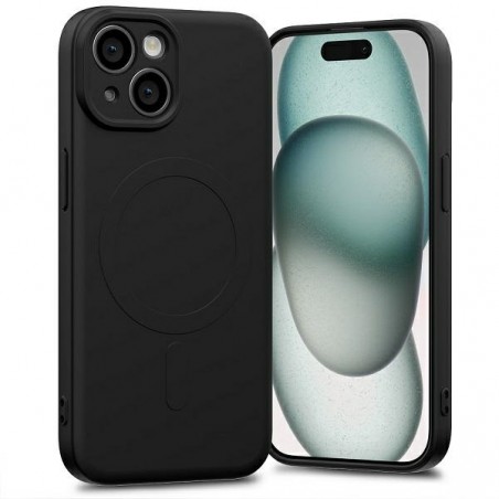 cover  silicone iphone 15 plus nera compatibile magsafe