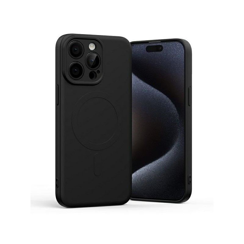 cover  silicone iphone 15 pro max nera compatibile magsafe